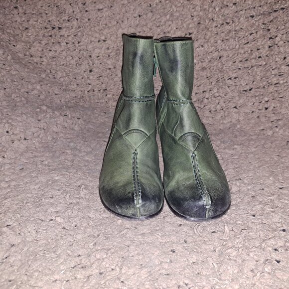 CANAL GRANDE-France-Beate Noce Ankleboot-Forest Green Leather-Side Zip-Sz 39-NM - Picture 3 of 8